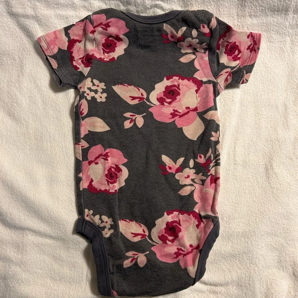 Floral‎ Bodysuit - Pink and Gray